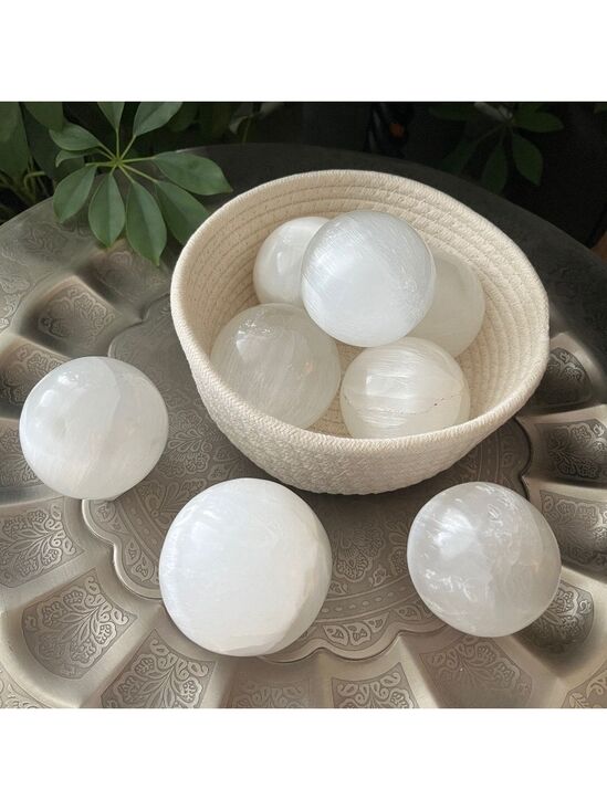 overthemoon2020 Other - Medium Selenite Sphere with Light Stand (One)